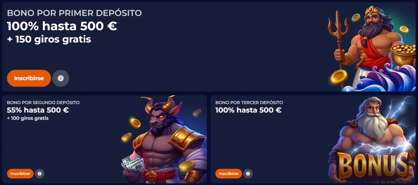 Nine Casino Bonos de Depósito y Giros Gratis Nine Casino bonos por primer, segundo y tercer depósito con hasta 500 € y giros gratis
